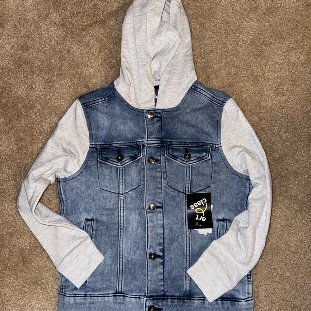 Art Class Blue Denim with Gray Sleeves & Hoodie, NWT